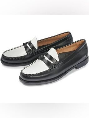 G.H.Bass Larson Weejuns Black and White Loafers Sz 6